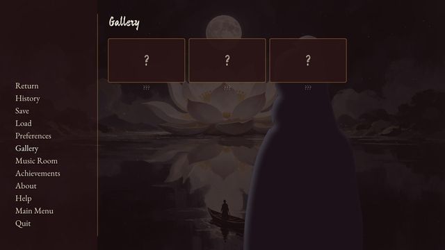 The gallery screen with three locked pictures